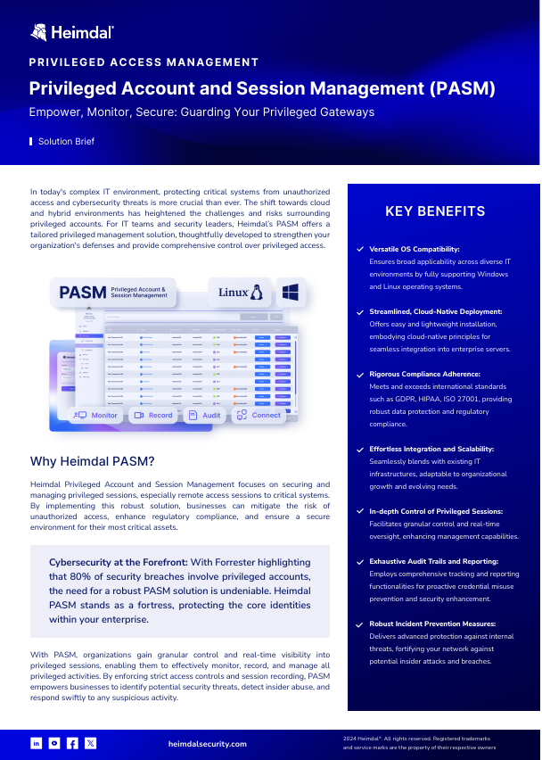 Heimdal Privileged Account and Session Management Solution Brief document image