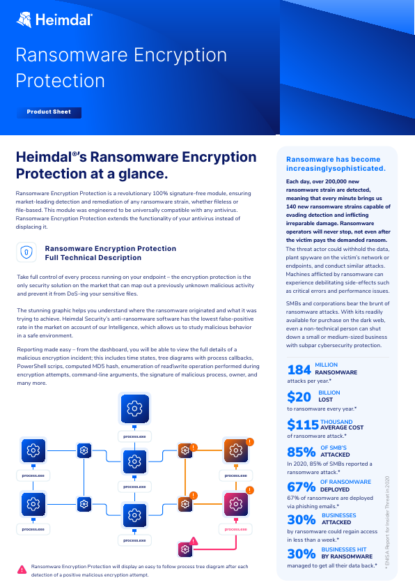 Heimdal Ransomware Encryption Protection Product Sheet document image